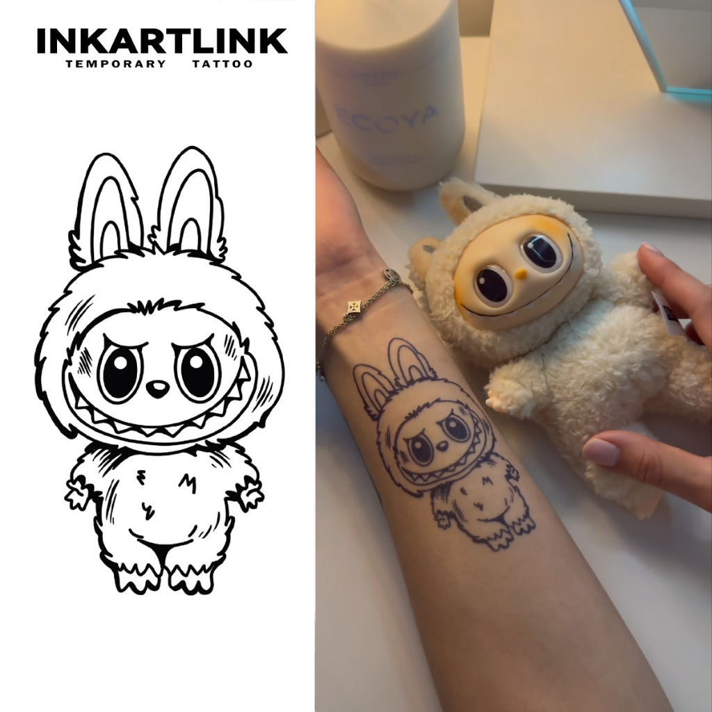 รอยสัก labubu กันน้ํา ,ติดทนนาน 7-15 วัน สติ๊กเกอร์รอยสักชั่วคราว รอยสักวิเศษ รอยสักปลอม รอยสักกึ่งถาวรติดทนนาน รอยสักมินิมอล