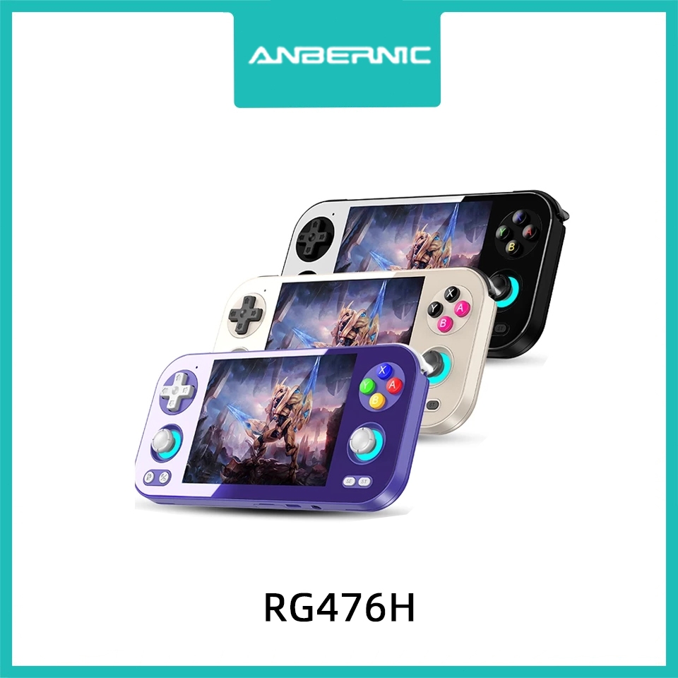 ANBERNIC RG 476H เครื่องเล่นเกมมือถือ Android แบบเต็มหน้าจอพร้อมอัตราการรีเฟรชสูง 120Hz คอนโซลเชื่อม