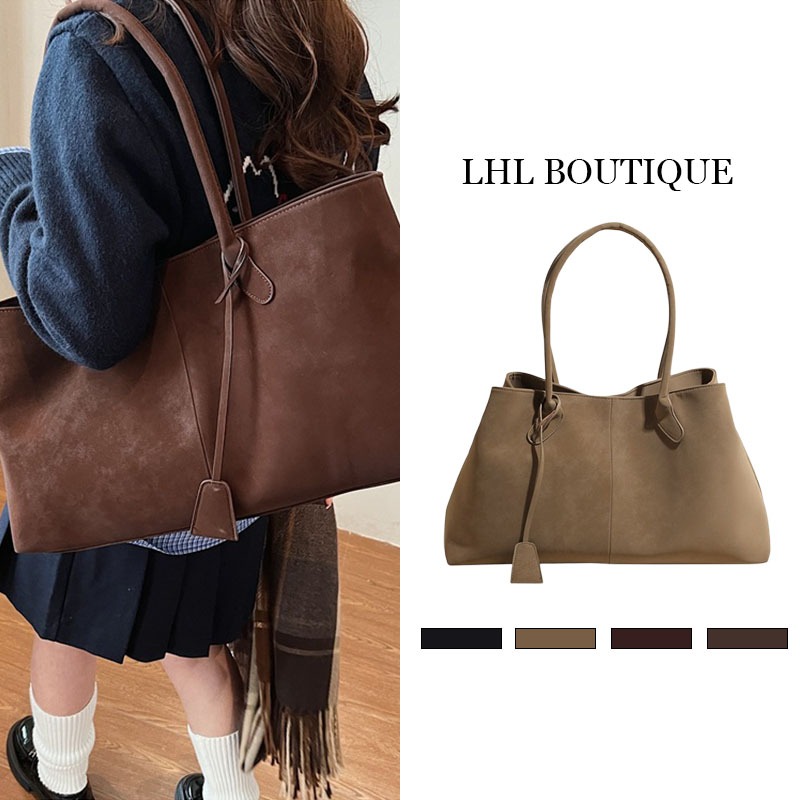 LHL BOUTIQUE กระเป๋าถือ หนังกลับ carryall bag เดินทาง ทำงาน ย้อนยุค หนังนิ่ม