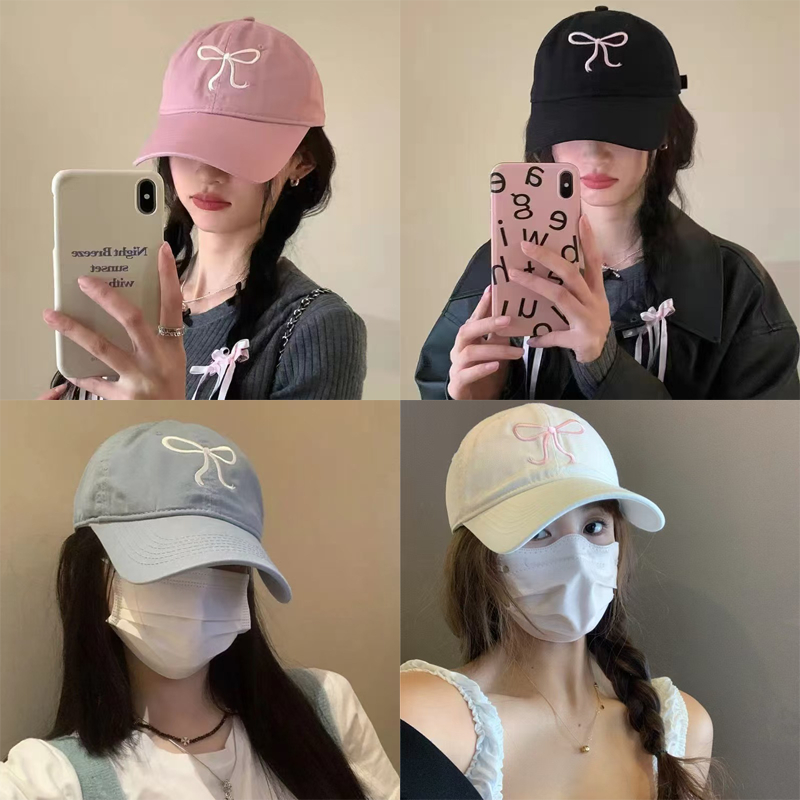 [ส่งไวจากไทย] Fulllove หมวกเบสบอล หมวกเบสบอล แฟชั่นเกาหลี หมวกเดินป่า รูปแบบธนู cotton cap