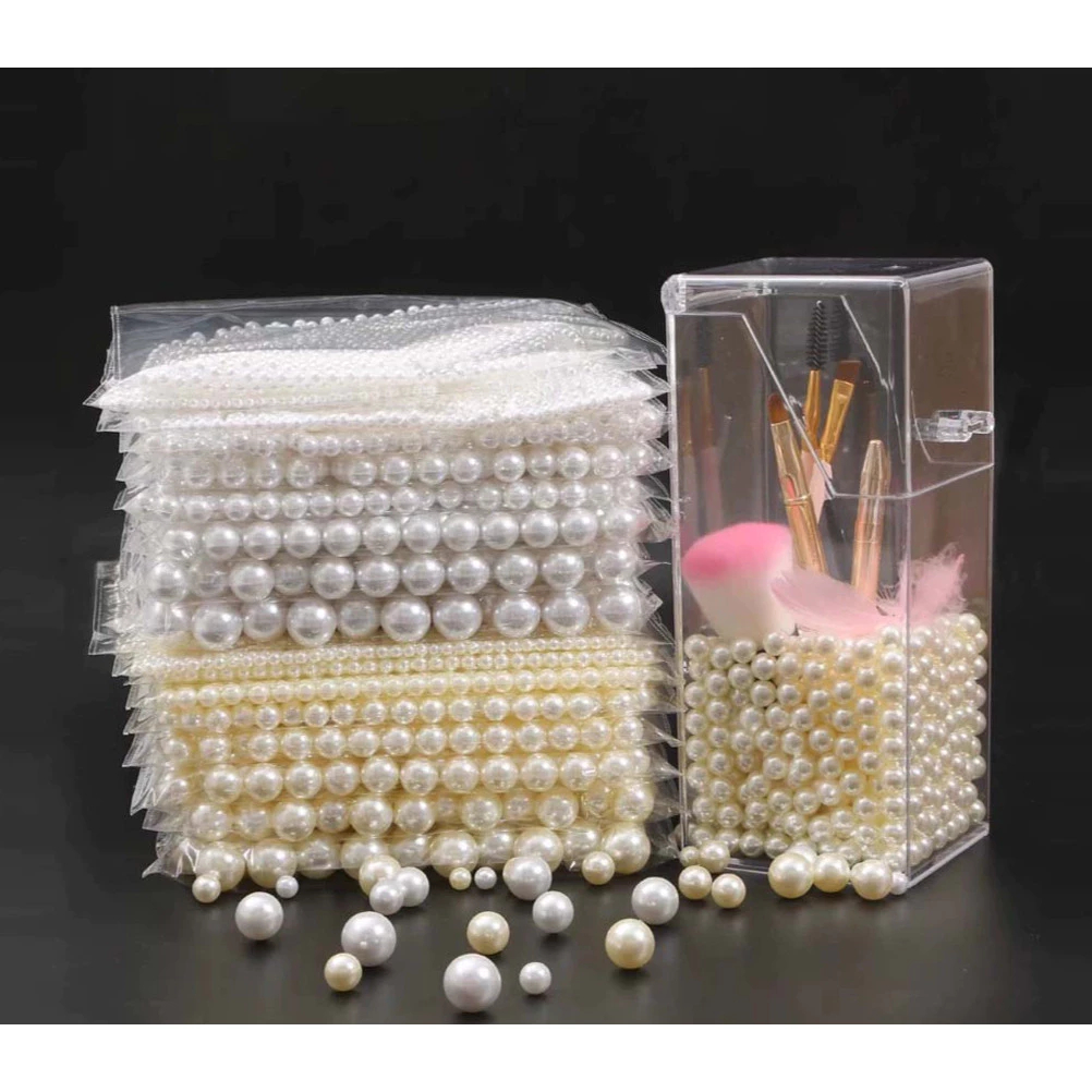 St.kunkka [ไม่มีรู] ลูกปัดมุกอะคริลิคทรงกลม ลูกปัดไข่มุกเทียม 400 ชิ้น 3-14 มม. เหมาะสําหรับเครื่องประดับ Diy