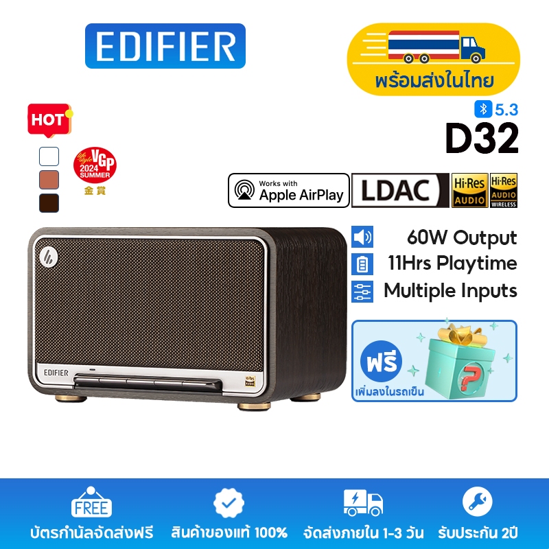 Edifier D32 ลำโพงไร้สายตั้งโต๊ะ, การรับรอง Hi-Res Audio และ Hi-Res Audio Wireless, กำลังขับออกทั้งหม
