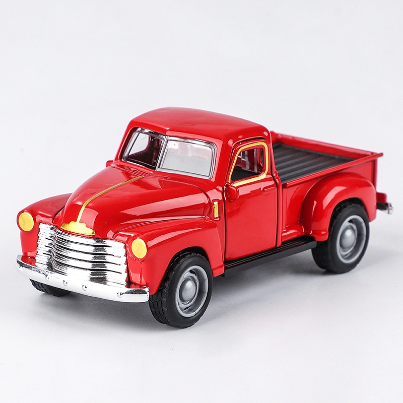 Vintage Red 1/32 Scale รถบรรทุกโลหะของเล่น Mini ตกแต่งสําหรับเด็กเด็กคริสต์มาสของขวัญปีใหม่ Home Office Decor