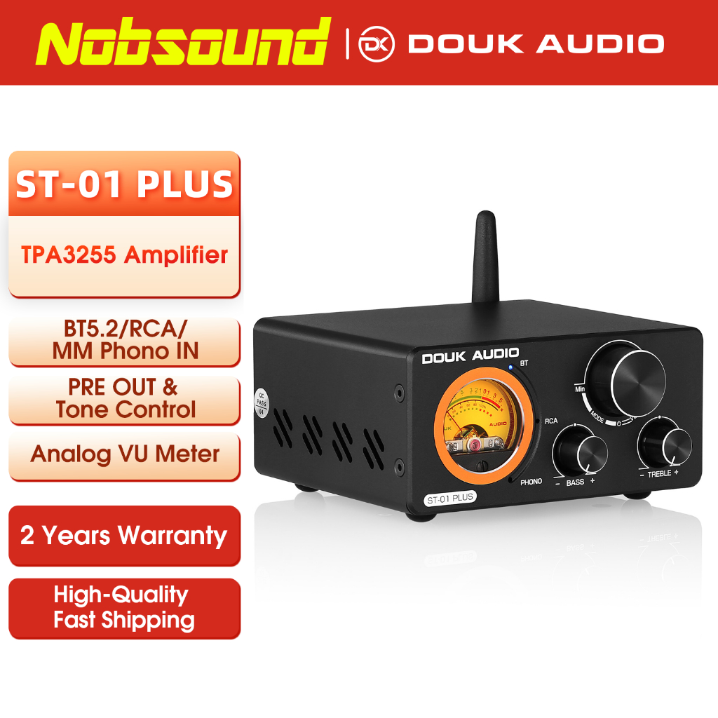 Douk Audio ST-01 PLUS HiFi บลูทูธ TPA3255 เครื่องขยายเสียงดิจิตอล VU Meter Turntable Audio สเตอริโอ Amp 300W + 300W