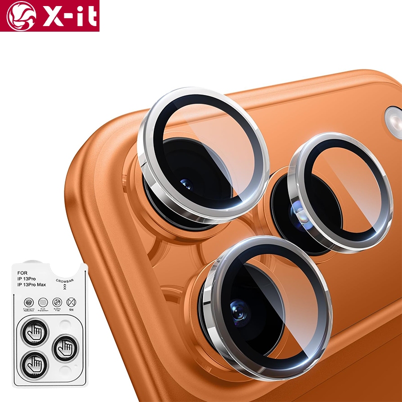 X-IT สําหรับ iPhone 11 12 13 14 15 16 16e 17 Air Pro Max ตัวป้องกันเลนส์กล้อง, 9H กระจกนิรภัยฝาครอบกล้องป้องกันหน้าจอ,โลหะแหวนส่วนบุคคลตัวป้องกันกล้อง