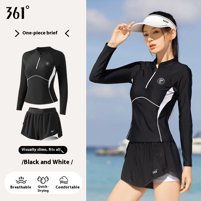 361 องศาชุดว่ายน้ําหญิงชุดชายหาด 2 ชิ้นชุดว่ายน้ําแขนยาว