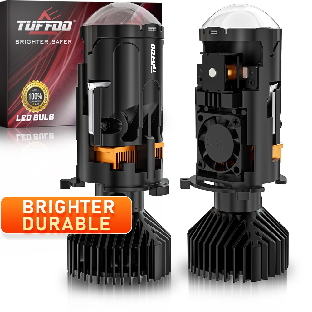 TUFFOO 2PCS P70 Mini H4 Bi LED โปรเจคเตอร์ไฟหน้าสําหรับรถยนต์ - 6000K สีขาว /4300K Warm White DC12V