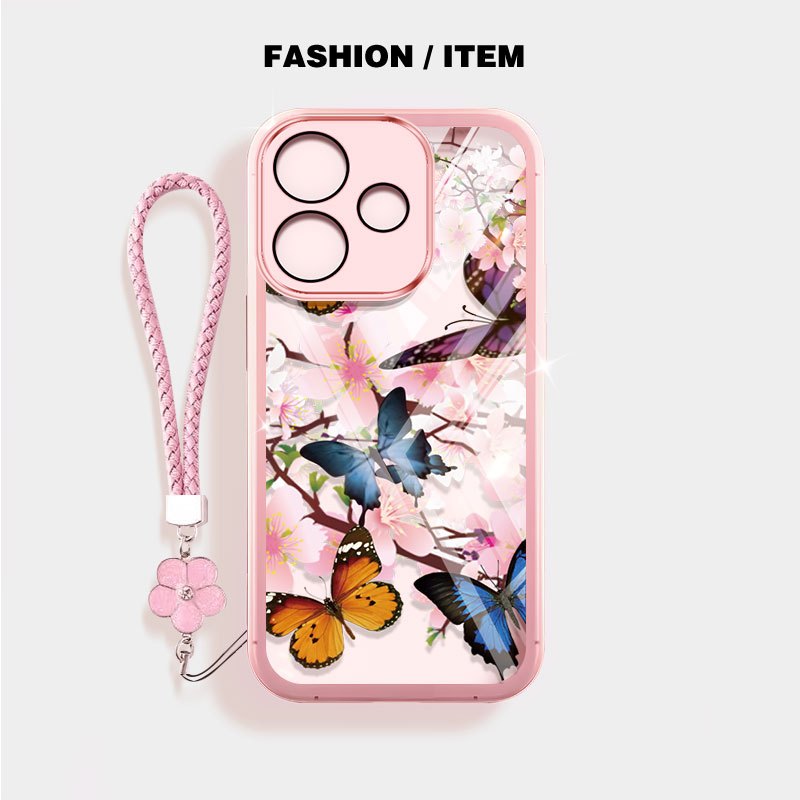 VRQR สําหรับ Oppo A5i A5 Pro 5G 4G A5X A5i A5 4G 5G Retro สไตล์ใสกันกระแทกเคสโทรศัพท์พร้อมเชือกดอกไม