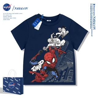 【จัดส่งตลอด 24 ชั่วโมง】NASA เสื้อเด็กผู้ชาย เสื้อยืดเด็ก ผ้า cotton 100% ลายการ์ตูนสไปเดอร์แมน ระบายอากาศดี