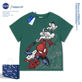【จัดส่งตลอด 24 ชั่วโมง】NASA เสื้อเด็กผู้ชาย เสื้อยืดเด็ก ผ้า cotton 100% ลายการ์ตูนสไปเดอร์แมน ระบายอากาศดี