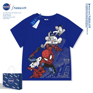 【จัดส่งตลอด 24 ชั่วโมง】NASA เสื้อเด็กผู้ชาย เสื้อยืดเด็ก ผ้า cotton 100% ลายการ์ตูนสไปเดอร์แมน ระบายอากาศดี
