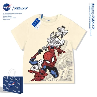 【จัดส่งตลอด 24 ชั่วโมง】NASA เสื้อเด็กผู้ชาย เสื้อยืดเด็ก ผ้า cotton 100% ลายการ์ตูนสไปเดอร์แมน ระบายอากาศดี