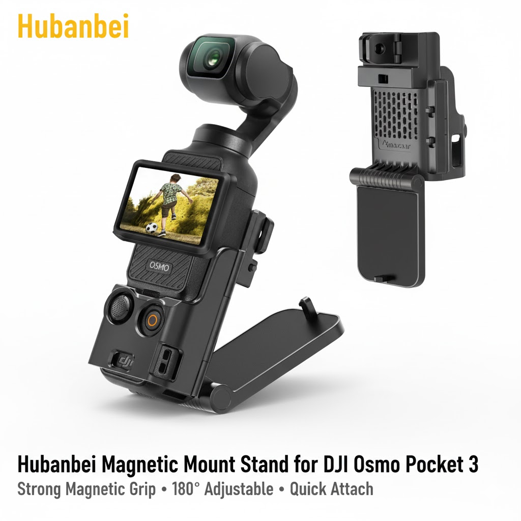 ขาตั้งแม่เหล็ก Hubanbei สำหรับ DJI Osmo Pocket 3 – แม่เหล็กแรงสูง ปรับได้ 180° ฐานกันลื่น ถอดติดตั้งง่าย
