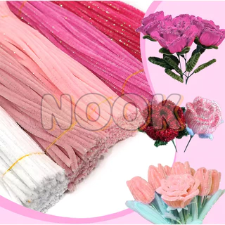 （100pcs）ลวดกำมะหยี่กลิตเตอร์ ลวดกำมะหยี่ ลวดกํามะหยี่ขนฟู สีสวยดี เหมาะสำหรับงานหัตถกรรม DIY
