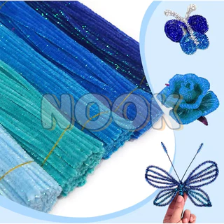 （100pcs）ลวดกำมะหยี่กลิตเตอร์ ลวดกำมะหยี่ ลวดกํามะหยี่ขนฟู สีสวยดี เหมาะสำหรับงานหัตถกรรม DIY