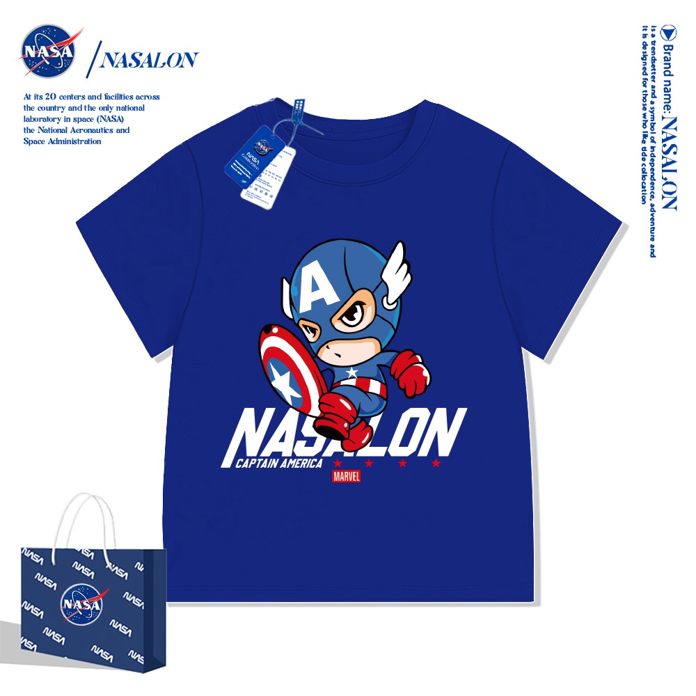 NASA เสื้อเด็กผู้ชาย ลายการ์ตูนซุปเปอร์แมน ผ้า cotton 100% เสื้อยืดเด็ก ระบายอากาศ นุ่มสบาย คุณภาพดี