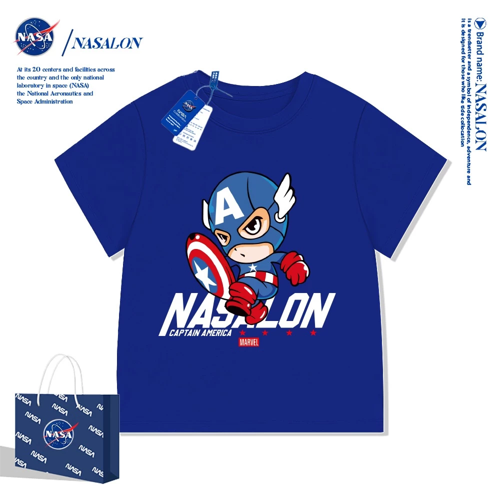 NASA เสื้อเด็กผู้ชาย ลายการ์ตูนซุปเปอร์แมน ผ้า cotton 100% เสื้อยืดเด็ก ระบายอากาศ นุ่มสบาย คุณภาพดี