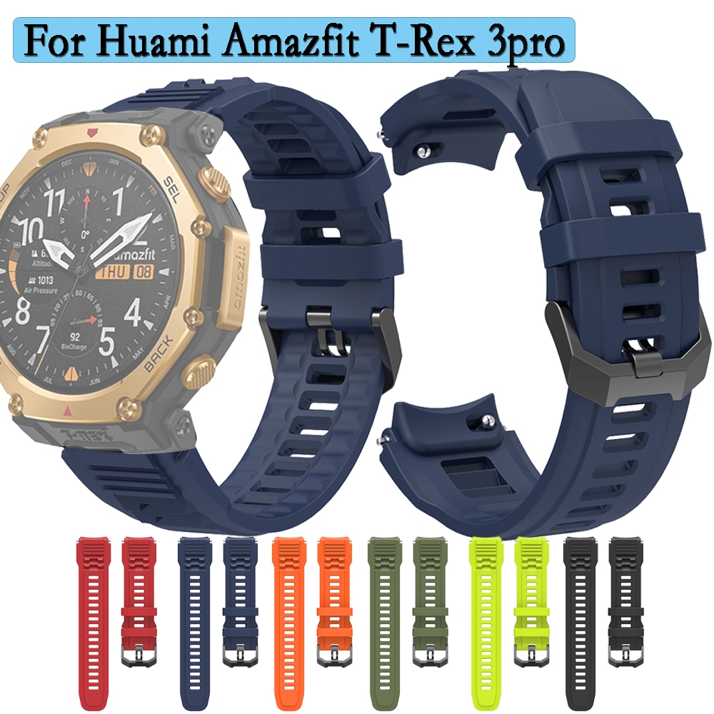 สําหรับ Huami Amazfit T-Rex 3pro 22 มม.ซิลิโคนสีดําหัวเข็มขัดสายนาฬิกาสําหรับ Amazfit T-Rex 3pro สาย