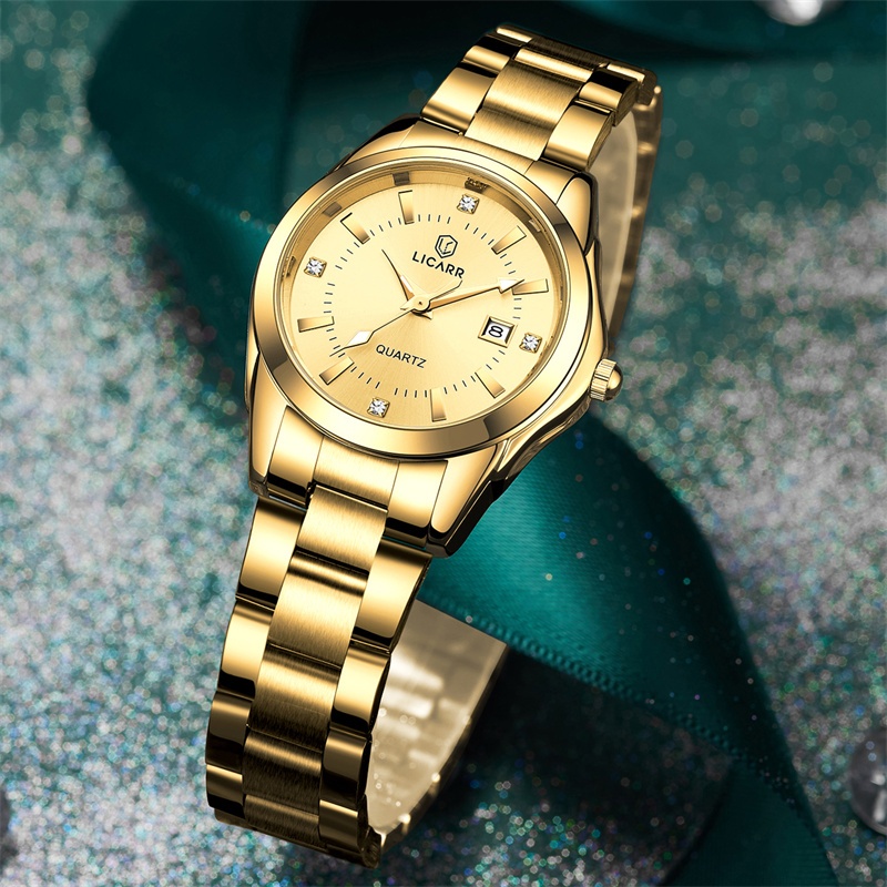 LICARR แฟชั่นชั้นนําธุรกิจนาฬิกาผู้หญิงปฏิทินส่องสว่างนาฬิกาลําลอง 7302
