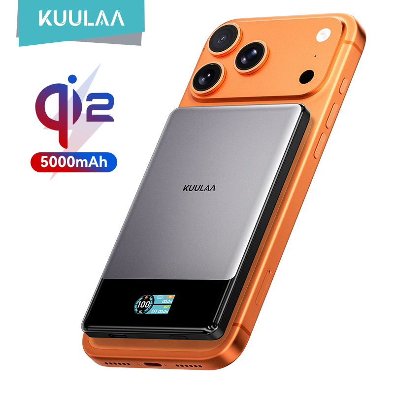 KUULAA Qi2 5000mAh จอแสดงผลสี TFT PD20W แม่เหล็กไร้สาย PowerBack สําหรับ iPhone12-17ProMax Android