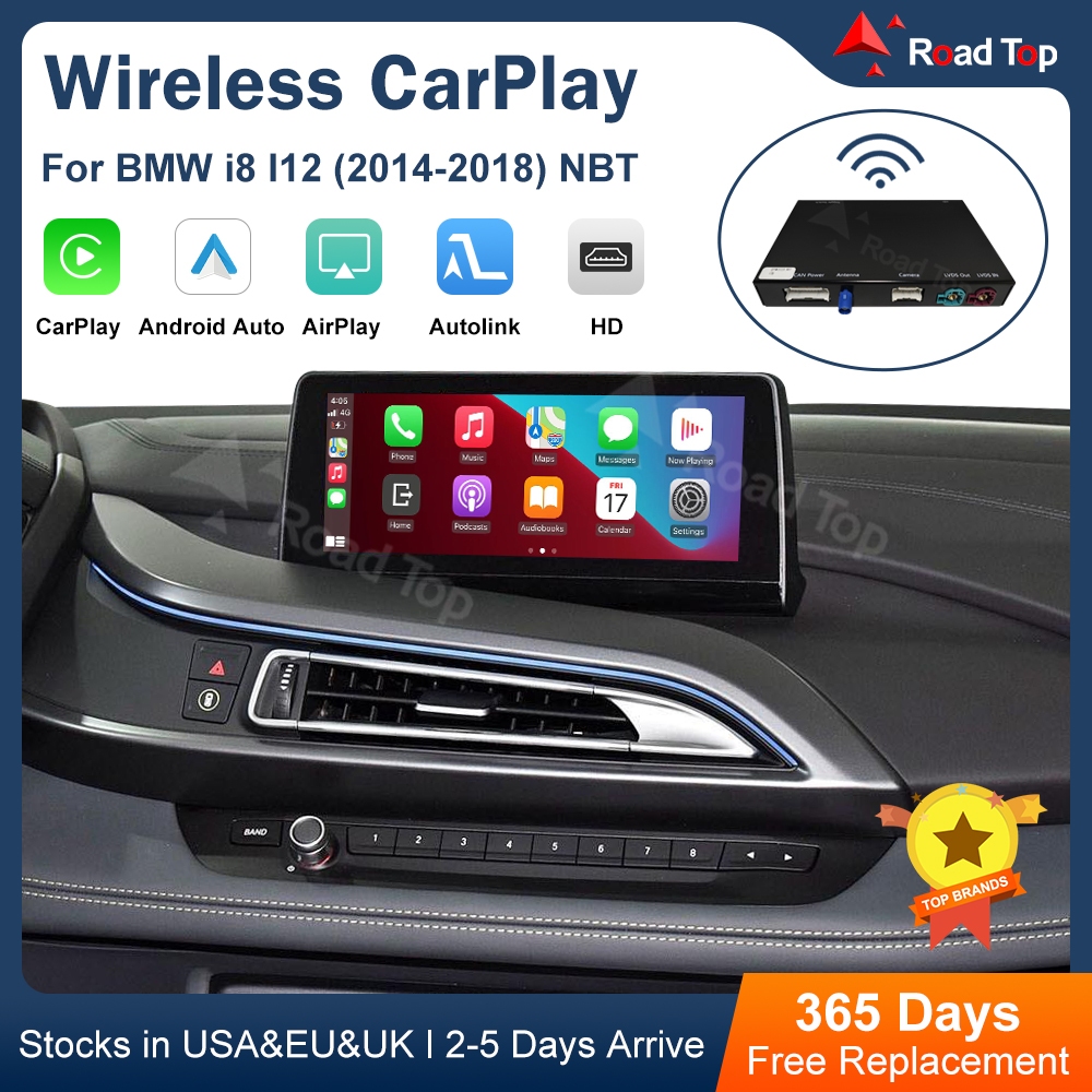 Wireless CarPlay Android Auto สําหรับ BMW i8 I12 NBT System 2014-2018 รองรับกล้องด้านหลังดูบลูทูธนํา