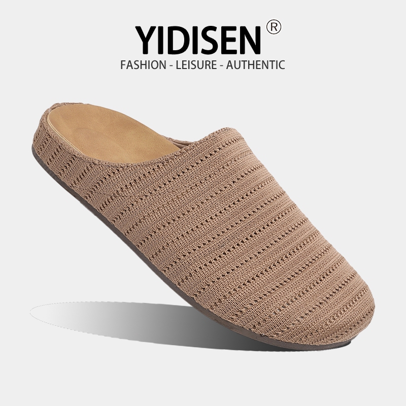 YIDISEN All-Match บินทอ Toe-Covered Mop Breathable สบาย Soft Sole น้ําหนักเบาเหมาะสําหรับบ้านกลางแจ้งเรา
