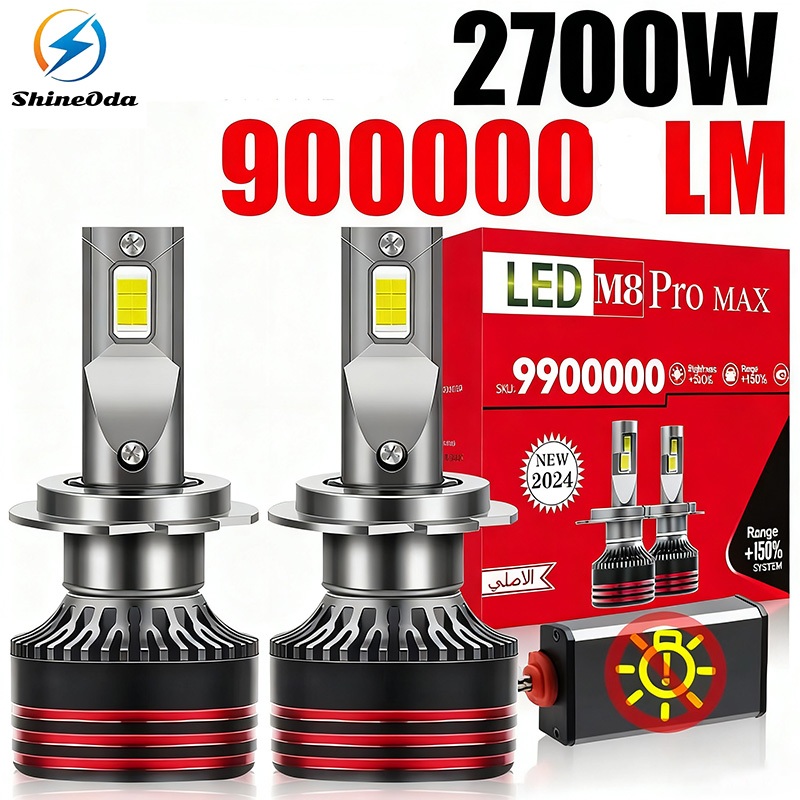 2PCS รถ H4 LED ไฟหน้า H1 H7 H11 Canbus ไม่มีข้อผิดพลาด 2700W 900000LM 9005 9006 ไฟตัดหมอกอัตโนมัติ M8 PR0 MAX