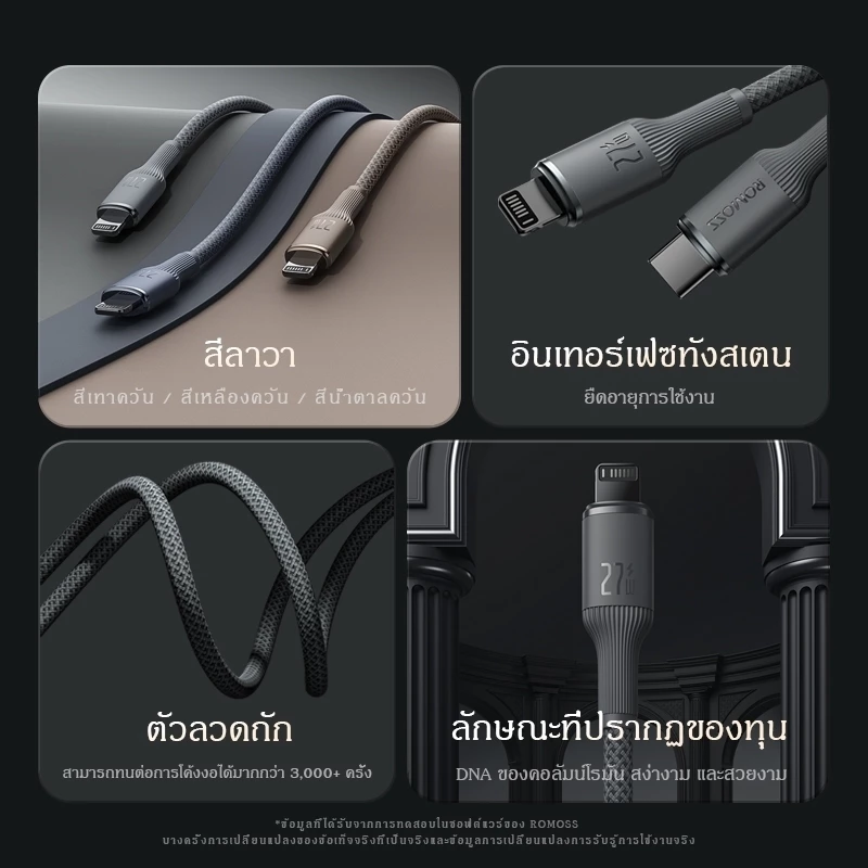 YDUN สายชาร์จ USB Type-C PD 120W Fast Charge thumbnail 4