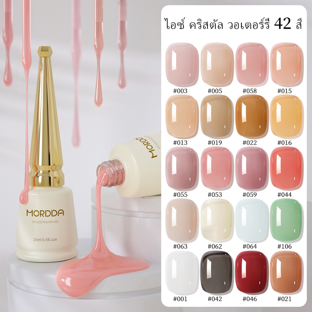 MORDDA ใหม่สีโปร่งใสสีชมพูสีน้ําตาลเจลยาทาเล็บ, ความมันวาวยาวนาน, เหมาะสําหรับร้านเล็บและใช้ครอบครัว