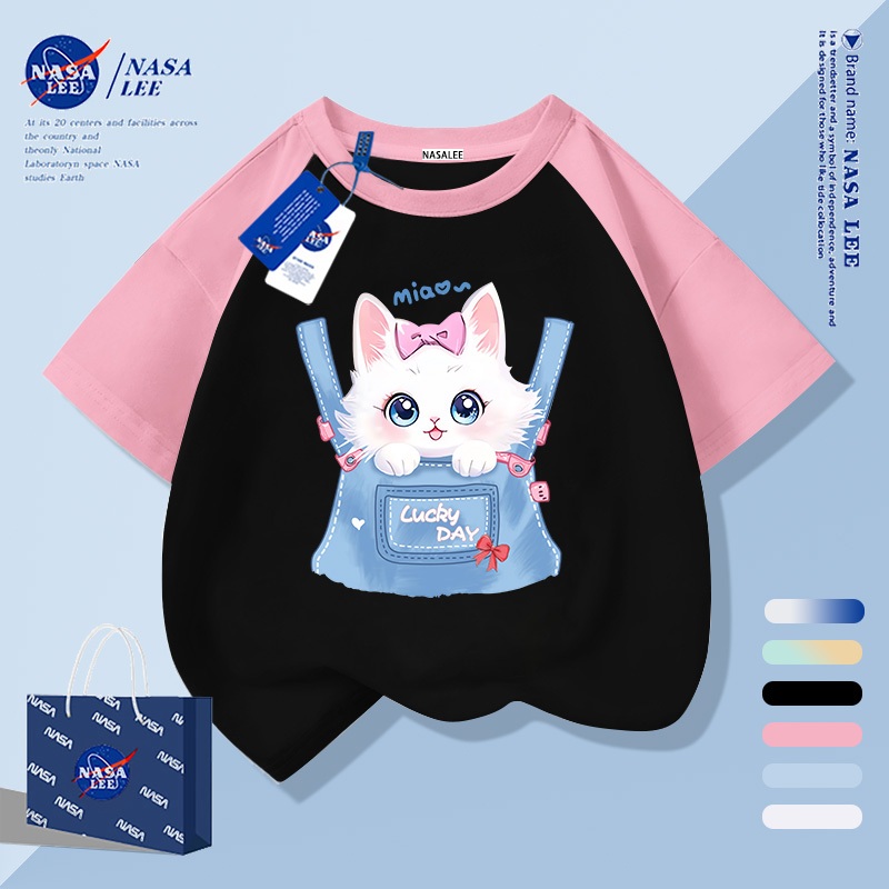 [จัดส่งในวันเดียวกัน] นาซ่า เสื้อยืดผ้าฝ้ายแท้ ทรงหลวม สไตล์น่ารัก มีการระบายอากาศและดูดซับเหงื่อดี เหมาะสำหรับเสื้อผ้าไทย