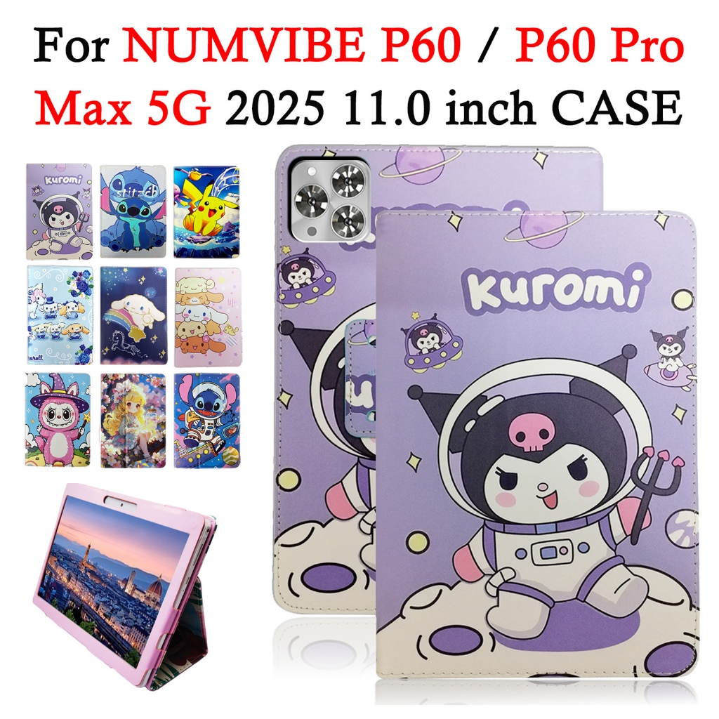 สําหรับ NUMVIBEIBE P60 11.0 นิ้วน่ารักการ์ตูนคุณภาพสูงปกหนัง P60 Pro Max Flip Stand กันกระแทกกรณีแท็