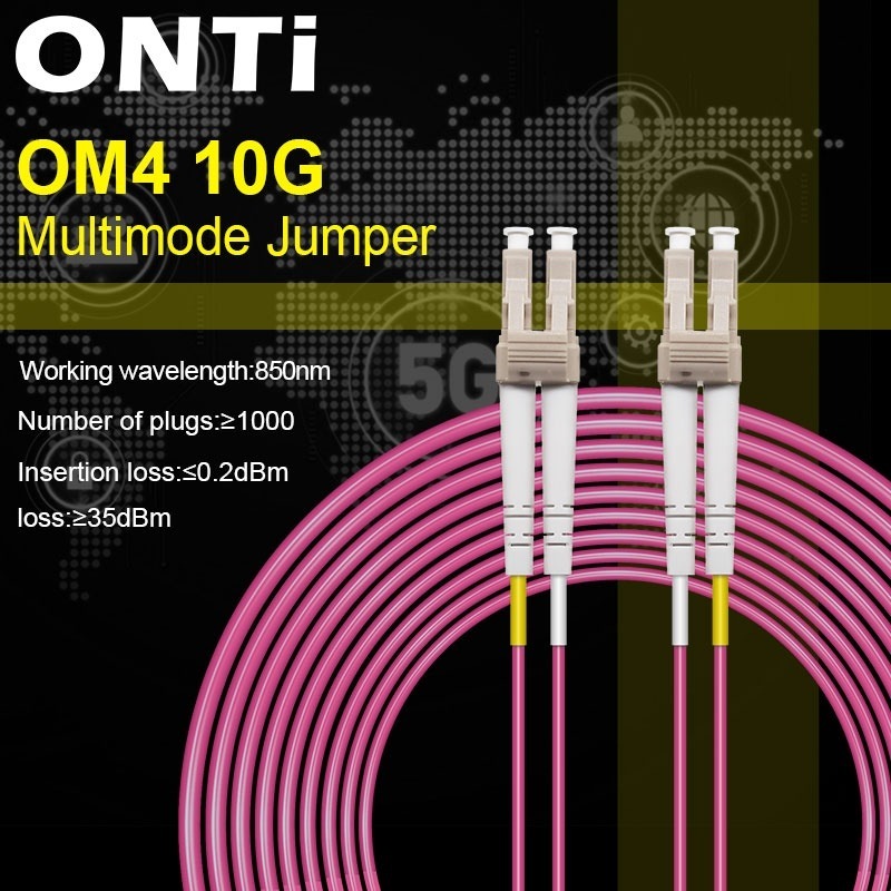 ONTi OM4 LC-LC Multimode Fiber Optic Cable 10G/40G/100G Patch Cord 1m-30m สําหรับเซิร์ฟเวอร์, เราเตอ