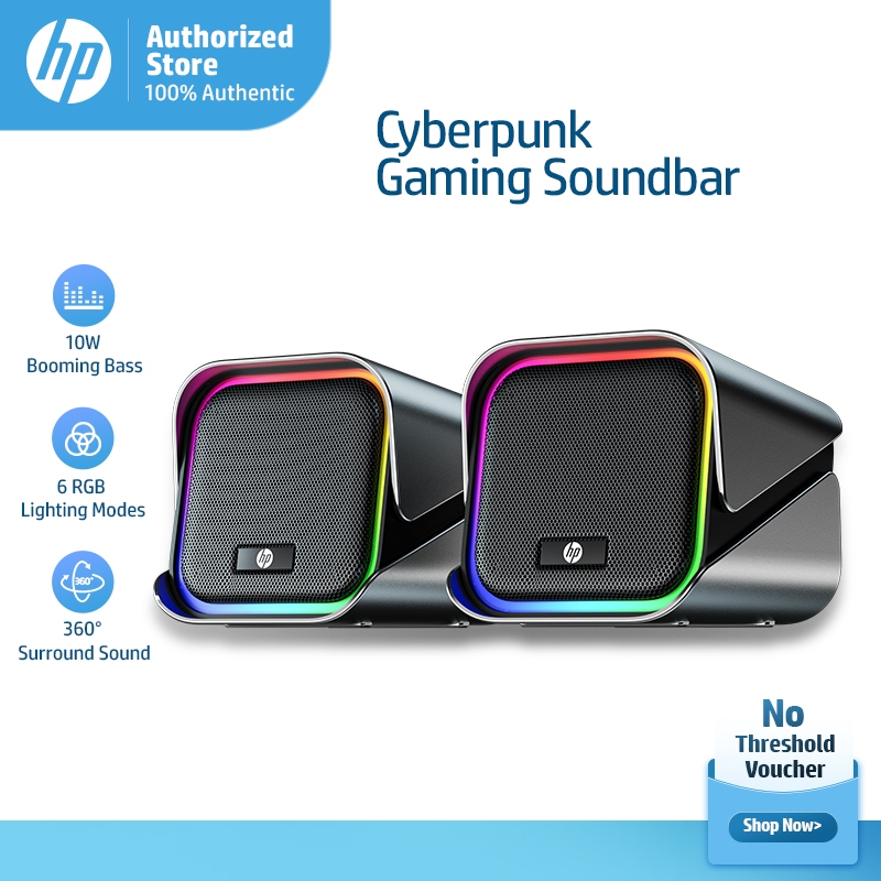 ซาวด์บาร์สําหรับเล่นเกม HP | เบสบูมกิ้ง 10W | ไฟ RGB | Plug & Play USB (Win/MacBook/PS5) | DHS-4000 รับประกัน 1 ปี COD