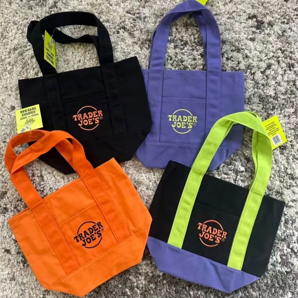 Trader Joes Mini Halloween Canvas Tote Bag เคล็ดลับหรือรักษากระเป๋า 4 สีจํากัด