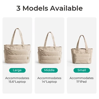 BAGSMART Tote Bag สําหรับผู้หญิง, กระเป๋าโท้ทพองน้ําหนักเบาพร้อมช่องใส่ของ, กระเป๋าถือกระเป๋าสะพายผ้านวมสําหรับเดินทาง, ทํางาน