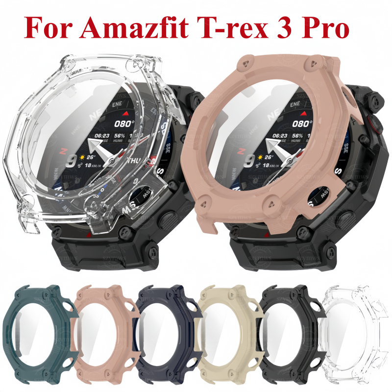 สําหรับ Amazfit T-Rex 3 Pro Case Full Coverage PC Case พร้อมกระจกนิรภัยสําหรับ Amazfit t-rex3 Pro ป้