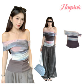 Hotpink ส่งจาก Bangkok🔥เสื้อยืดผู้หญิง สไตล์เปิดไหล่ ดีไซน์ส…