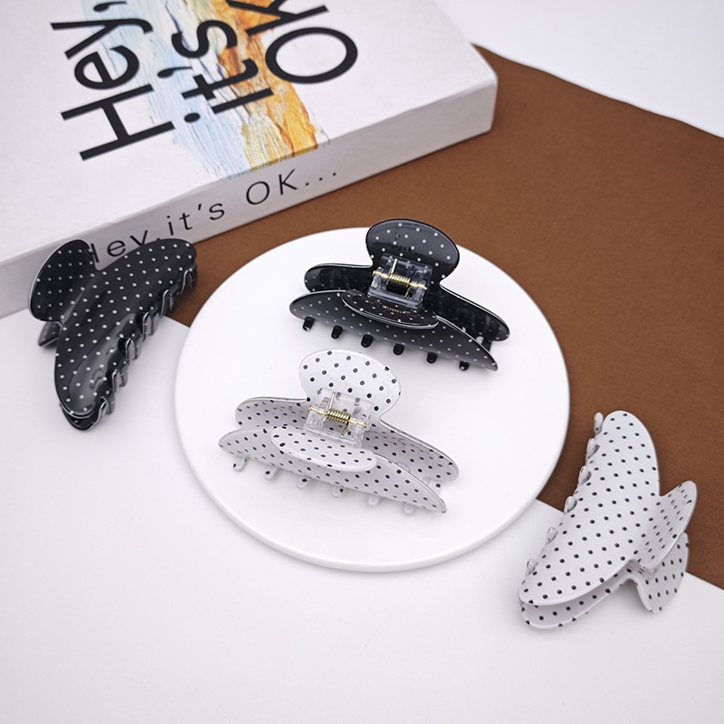 กิ๊บอะคริลิคขนาด 8.5 ซม. สไตล์ฝรั่งเศสรักแร่-retro polka dot สำหรับยึดผมด้านหลังศีรษะ