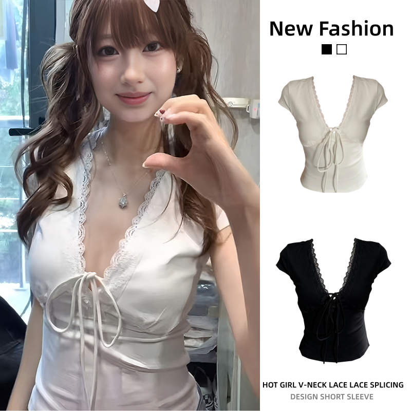 ✨BraQueen✨Laced-up Pure Desire เสื้อยืดผู้หญิงฤดูร้อน ทรงสวย เหมาะสำหรับวันร้อน