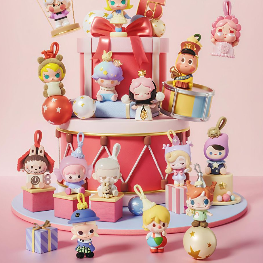 P POPMART ฉลองช่วงเวลานี้ตุ๊กตาซีรีส์ครบรอบ 15 ปีของขวัญกระเป๋าลึกลับเม็ดน่ารัก