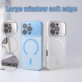 Anti-Fingerprints matte หน้าต่างขนาดใหญ่เคสโทรศัพท์แม่เหล็กสําหรับiPhone 17 Pro Max 16 15 14 13 12 11 Pro Max 17 Airกรณีกันกระแทกขอบนุ่มปกหลัง
