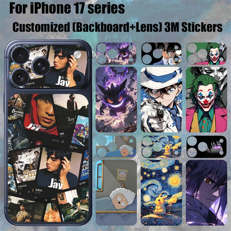 17ProMax สําหรับ iPhone 17 Pro Max ที่กําหนดเอง 3M Matte อะนิเมะการ์ตูนเลนส์ Backplate สติกเกอร์