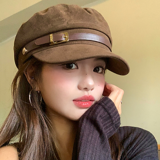 เข็มขัดสไตล์อังกฤษและหมวก beret สำหรับคนรักแฟชั่น ดีไซน์คลาสสิก-retro โชว์ใบหน้าได้สวยงาม