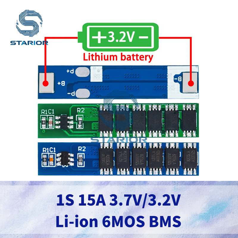 1 PCS ~ 5 PCS 1S 15A 3.7 V/3.2 V Li-ion 6MOS BMS PCM แบตเตอรี่ป้องกัน PCM สําหรับ 18650 แบตเตอรี่ลิเ