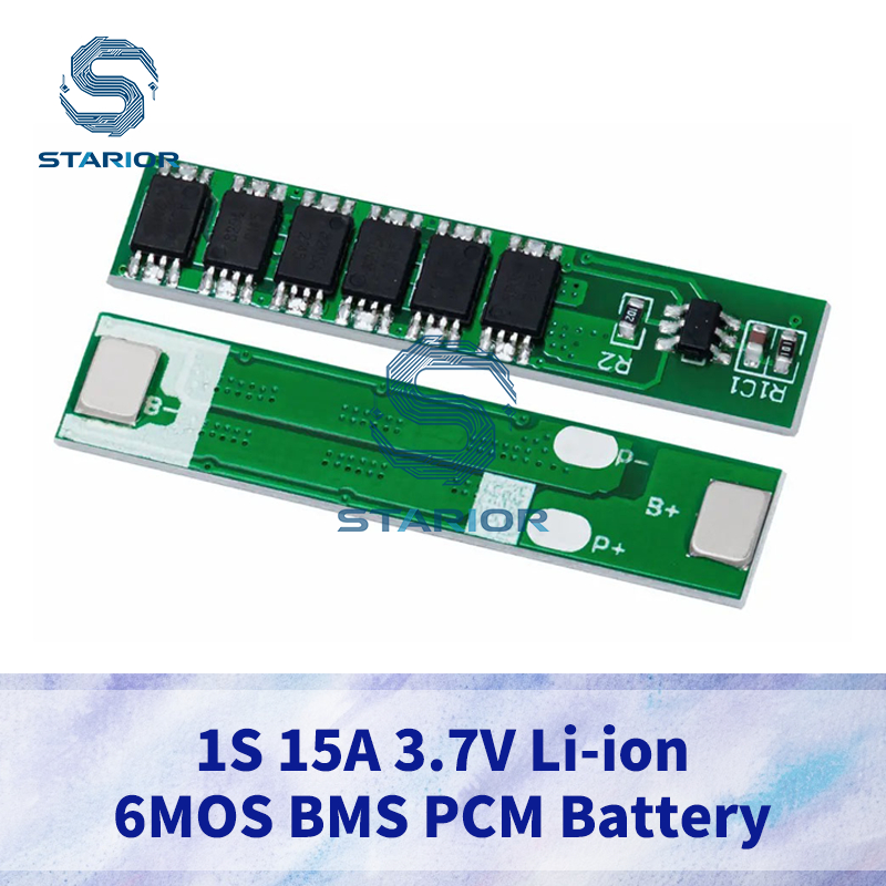 1S 15A 3.7V Li-ion 6MOS BMS PCM แบตเตอรี่ป้องกัน PCM สําหรับ 18650 แบตเตอรี่ลิเธียม Lion แบตเตอรี่