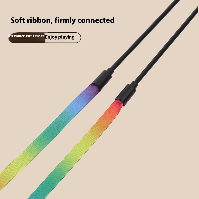 ล้อเล่นแมวติดสองด้านสายรุ้งริบบิ้นกัดทนสายรุ้งริบบิ้นสีดําก้านของเล่นแมวตนเองสวัสดีผ่อนคลายเครื่องมืออุปกรณ์สัตว์เลี้ยงขายส่ง - รูปที่ 4