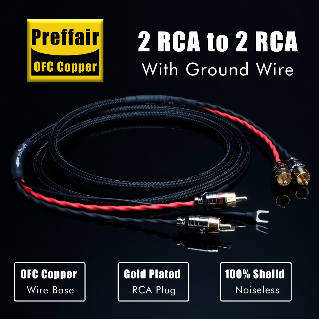 ใหม่ Hi End Audio RCA สายเคเบิ้ลเชื่อมต่อเครื่องเล่นแผ่นเสียงไวนิล LP ชุบทอง