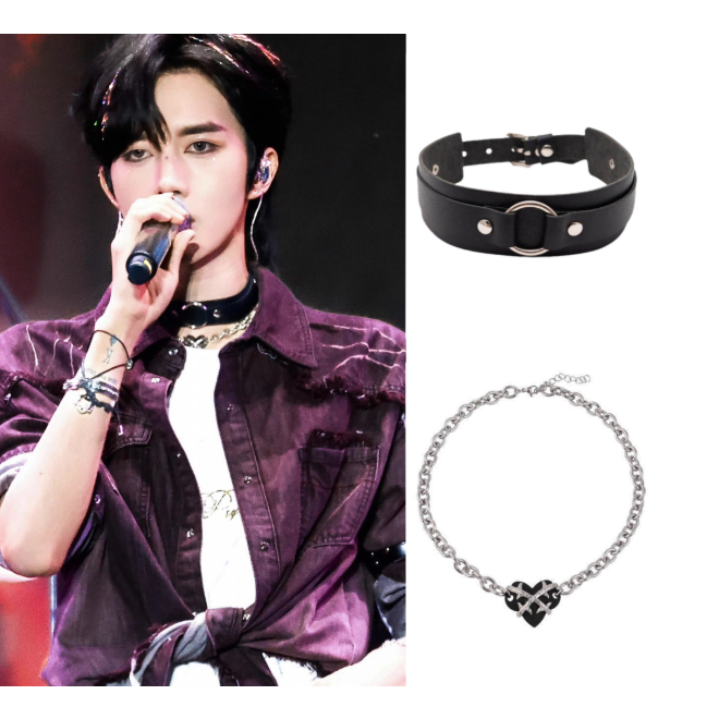 ** mou618 * ดาวสีเหลือง Eliot Eliot สไตล์เดียวกันหนังสีดําหัวใจรักสร้อยคอชุด Desire4 Star มีพัน Qiu 