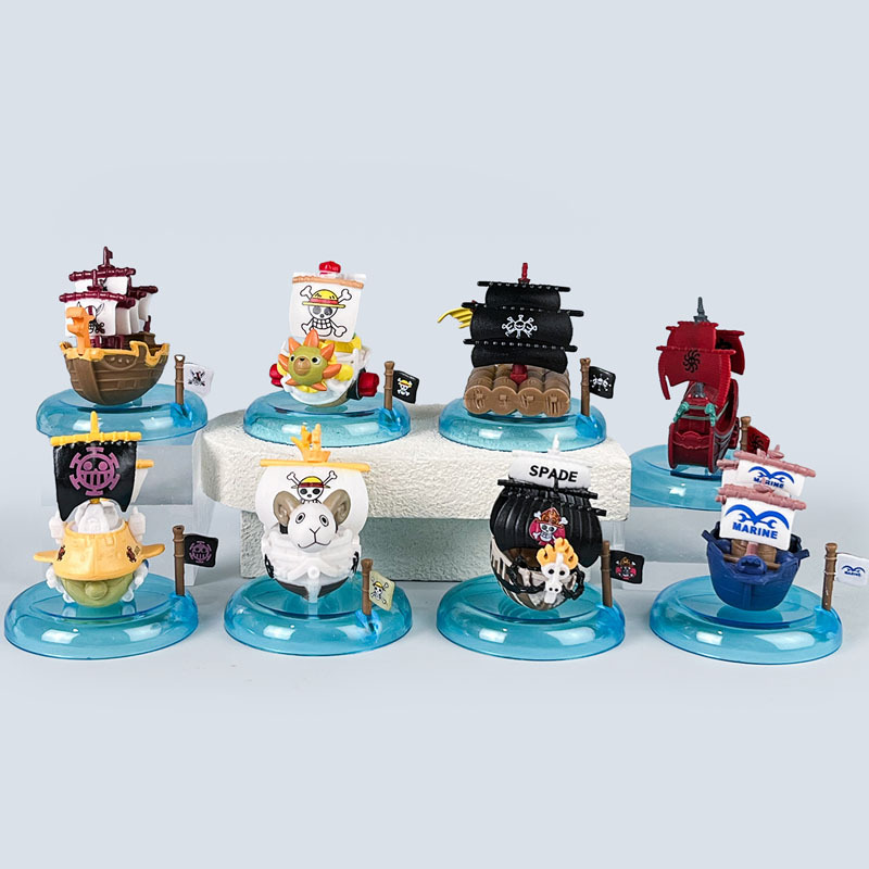 8 ชิ้น 7 ซม.อะนิเมะ One Piece รูปพัน Sunny Pirate เรือ Going Merry เรือ Pvc รูปปั้นของเล่นสะสมเครื่องประดับตุ๊กตาของขวัญ
