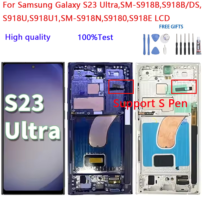 สําหรับ Samsung Galaxy S23 Ultra,SM-S918B,S918B/DS,S918U,SM-S918N,S918E จอแสดงผล LCD Touch Screen Di